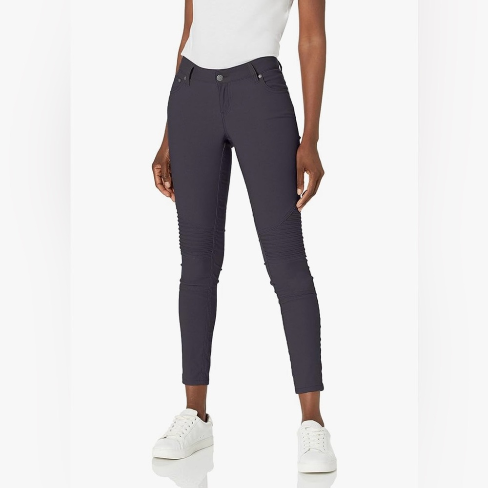 PRANA Brenna Pants, Gray Nylon Skinny Moto Style Stretch, Size 2